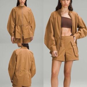 LULULEMON Side-Cinch Waist Stretch Shirt Jacket Bold Beige Size Large $198